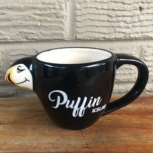 Black Puffin Figural 3D Ceramic Coffee Mug Tea Cup